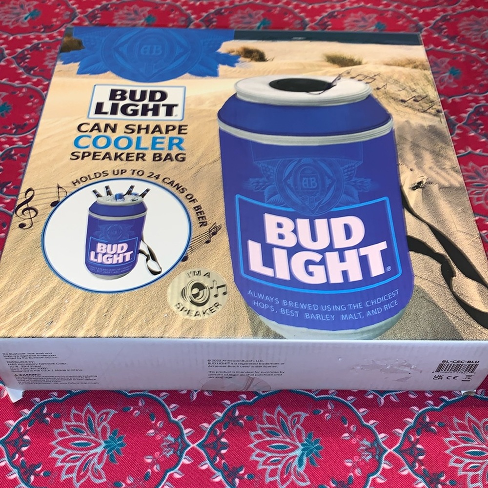 NWT Bud Light Can Shape Cooler Speaker Bag